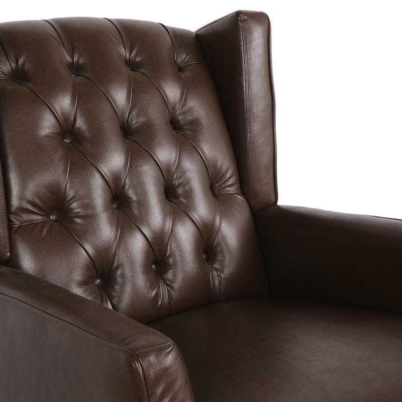 Modern 26.5" High Back PU Upholstered Button Tufted Rocking Chair with Wing Back for Living Room