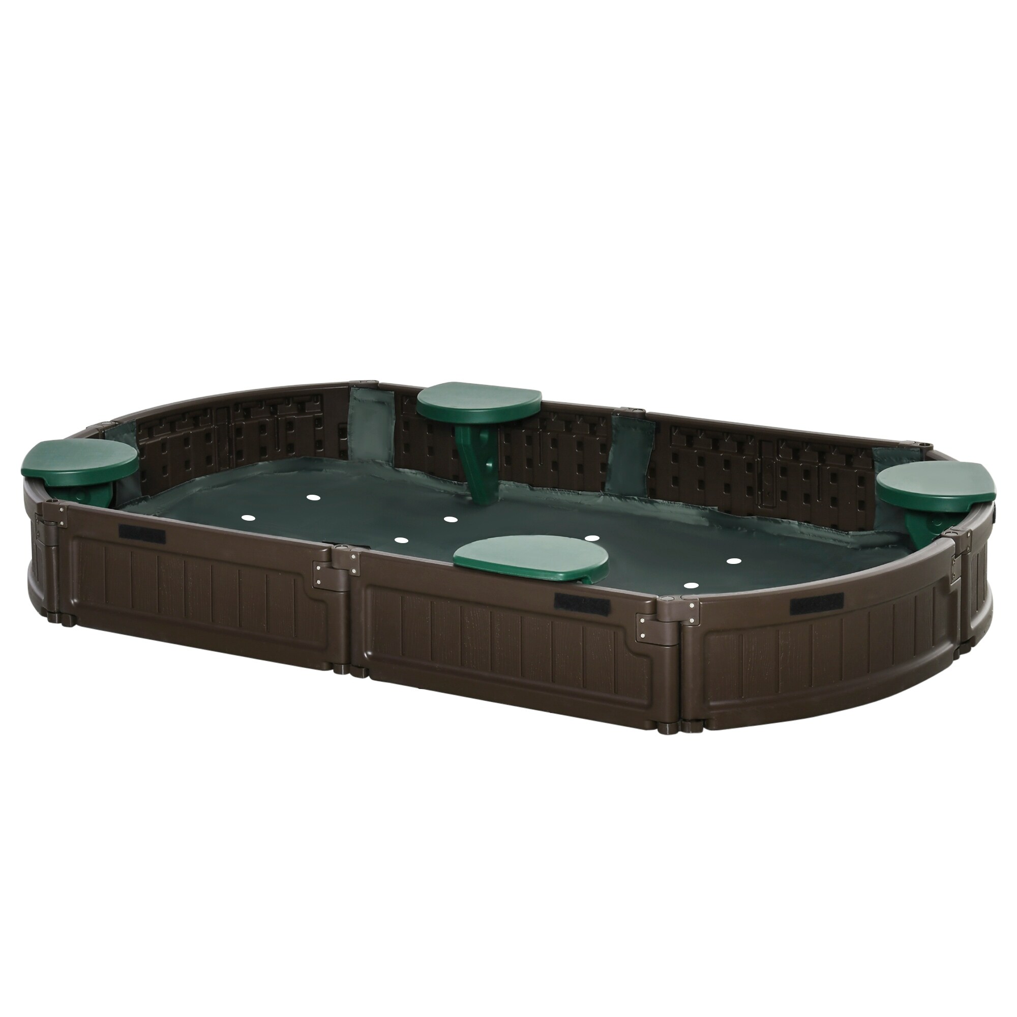 Outsunny Kids Sandbox with Cover and Seats, Outdoor Sandbox
