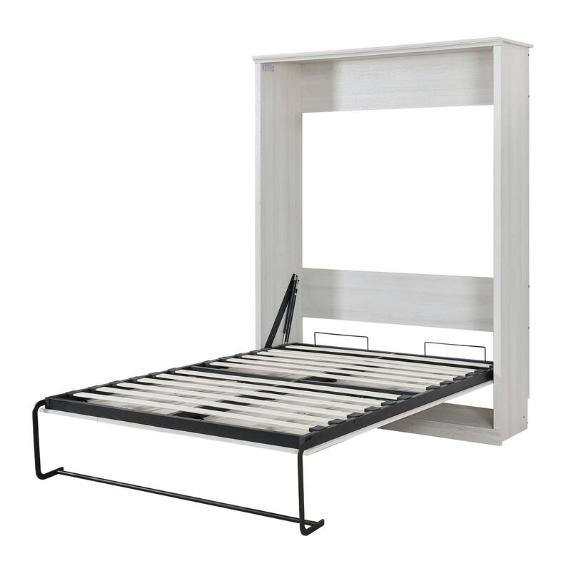 Half Self-Close and Open Murphy Bed with 2 Side Cabinet Storage Shelf