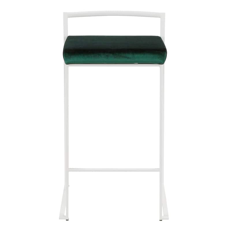 Porch & Den Forrest 26" White Fixed-Height Stackable Counter Stool (Set of 2)