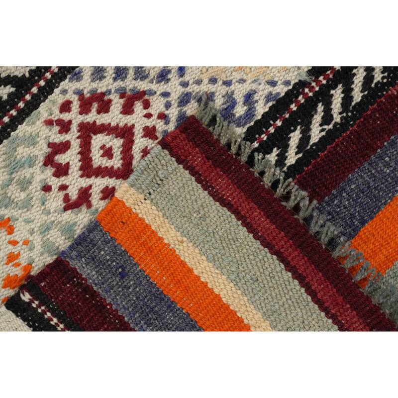 Hand Woven Oriental 100% Wool Carpet Southwestern Tribal Multi-Colored Kilim Area Rug - 9' 2'' X 5' 11''
