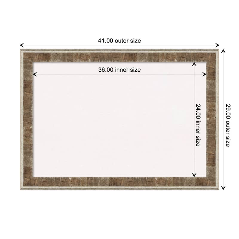 Farmhouse Brown Narrow Wood Framed White Corkboard Bulletin Board - Board Size 36x24