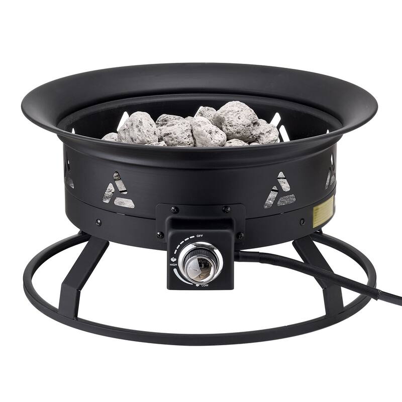 Black Steel Smokeless Propane Gas Fire Pit, Portable with Flame Control