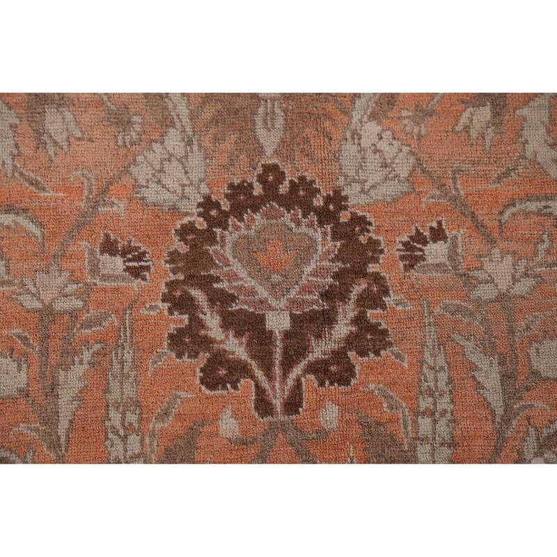 Hand Knotted Oriental 100% Wool Carpet Traditional Floral Oranges & Rust Tabriz Area Rug - 15' 2'' X 10' 8''