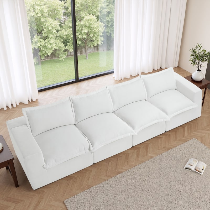 No Assembly Chenille Modular Sectional Sofa Comfy Cloud Couch
