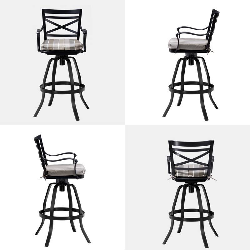 Outdoor Indoor Aluminum Swivel Patio Bar Stools Dining Chairs with Removable Sunbrella Cushion