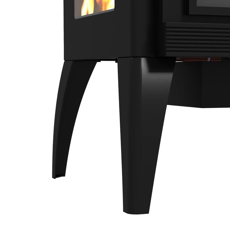 HOMCOM 24" Electric Fireplace Stove, Freestanding Infrared Fireplace Heater with Realistic Flame, Adjustable Temperature