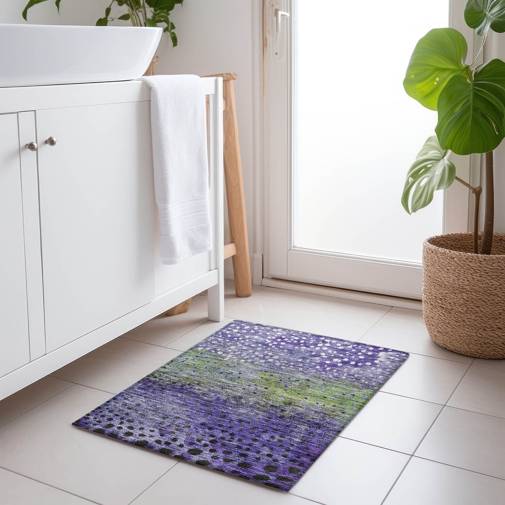 Machine Washable Indoor/ Outdoor Abstract Modern Chantille Rug