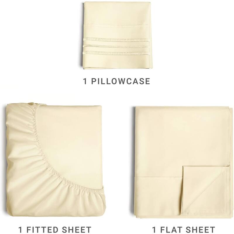 CGK Linens 4 Piece Solid Microfiber Deep Pocket Soft Bed Sheet Set