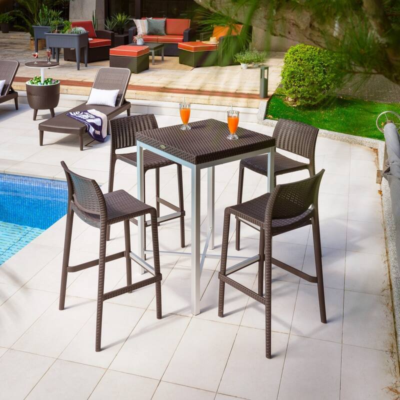 Russ Resin All-Weather Bar Table with Aluminum Legs