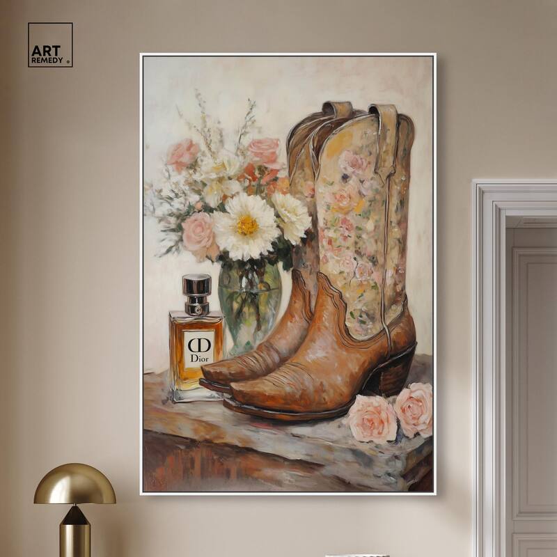 Delicate Floral Boots Canvas by Art Remedy