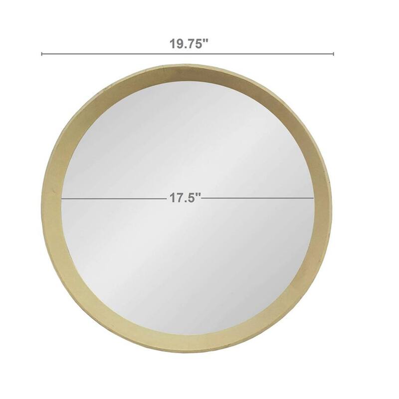 Round mirror with solid wood frame