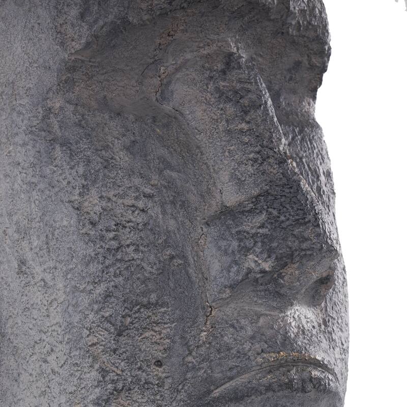 Magnesium Oxide People Distressed Textured Easter Island Head Indoor Outdoor Planter - Black - Roche River Decor