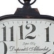 preview thumbnail 15 of 18, Black Metal Distressed Pocket Watch Style Decorative Wall Clock with Ring Finial