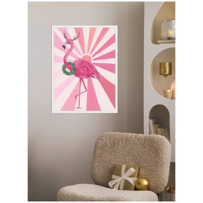 Kate and Laurel Framed Canvas Festive Flamingo by Teju Reval