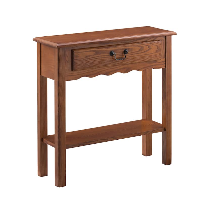 Wave Off White Wood Console Table - Medium Oak