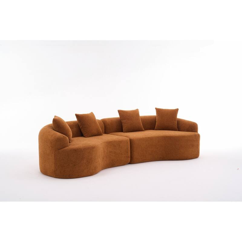 Curved Loveseat White Full Compression Sponge Sofa