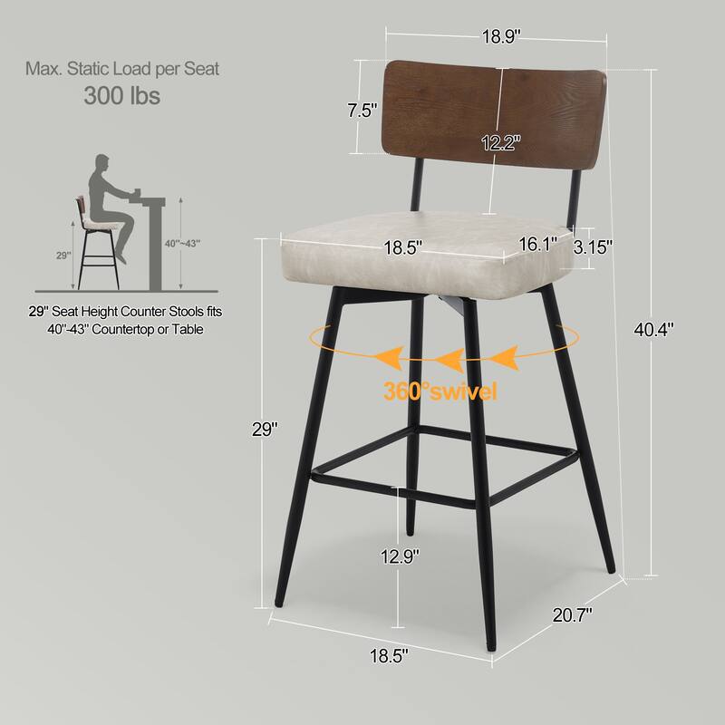 26"/ 29" Faux Leather Swivel Counter/ Bar Stools Set of 2/3