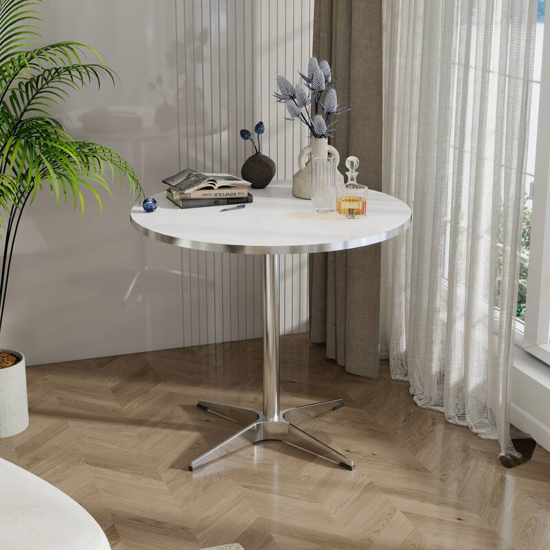 Modern circular dining table and small tea table, with a minimalist style