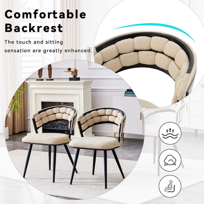 Set of 2 Beige Black Velvet Dining Chair Accent Chair Vanity Chair Reception Chair Side Chair with Metal Legs