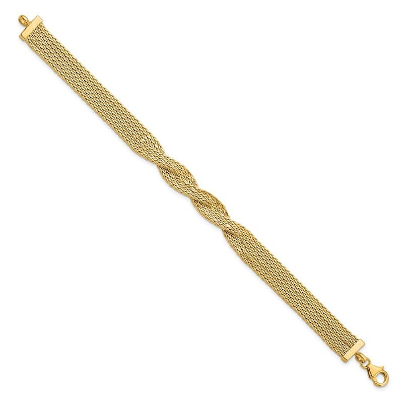 Curata 6.05mm 14k Gold Polished Multi Strand Twisted Bracelet 7.5 Inch