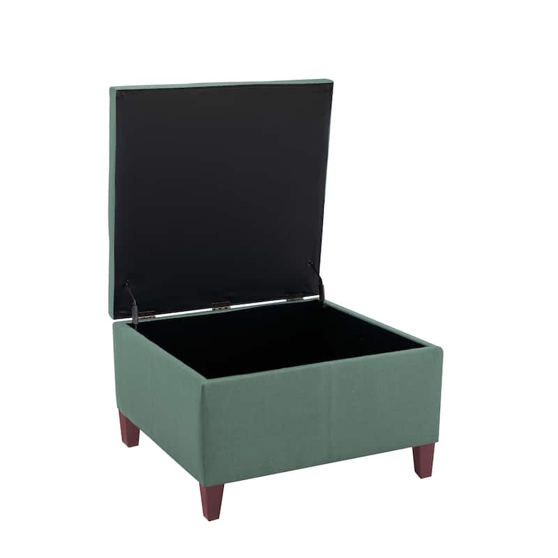 Porthos Home Janis Velvet Square Storage Ottoman with Rubberwood Legs