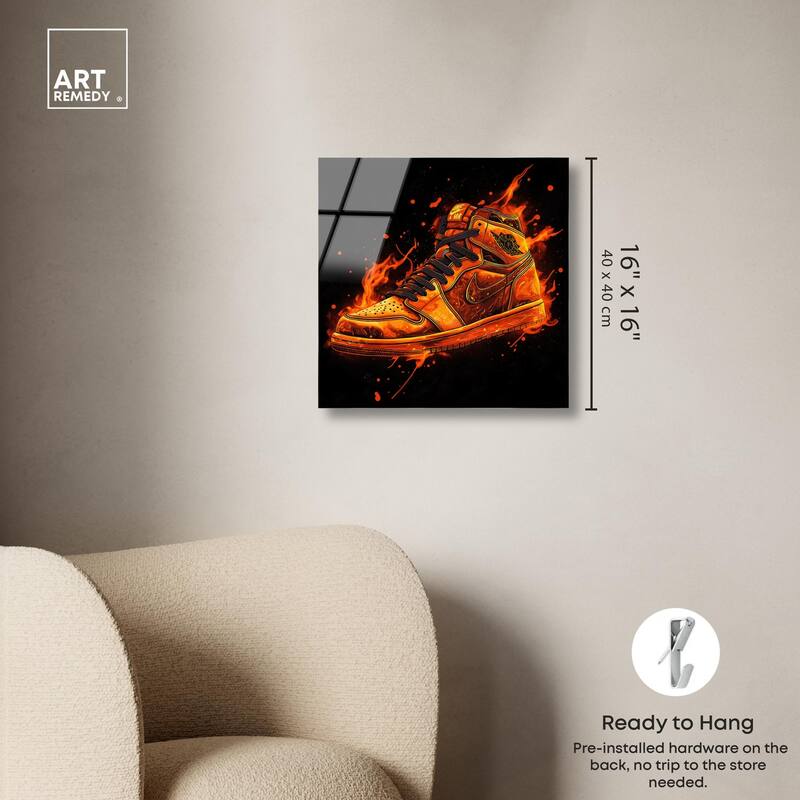 Jumpman on Fire I Acrylic by Art Remedy, Ready to Hang