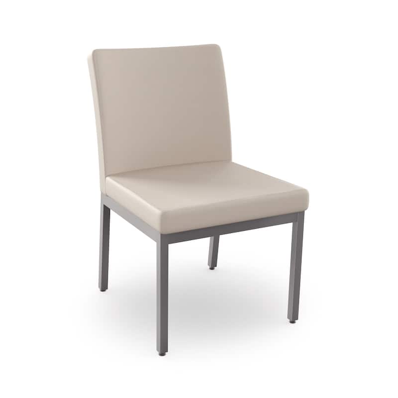 Amisco Perry Set of 2 Upholstered Dining Chairs with Metal Legs - Cream Faux Leather / Glossy Grey Metal