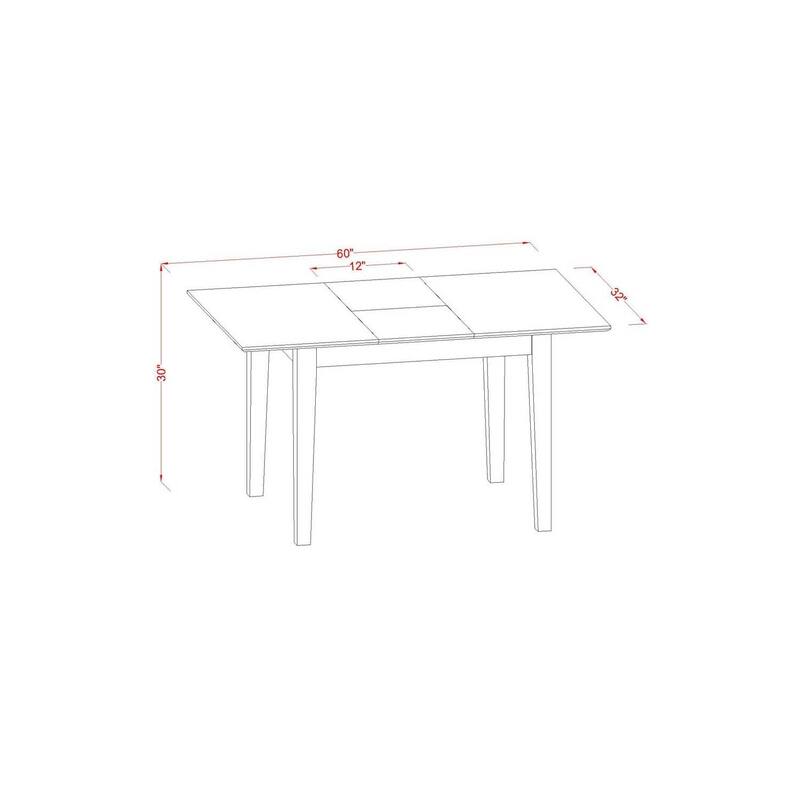 HomeStock 3-Piece Mahogany Finish Rectangular Solid Wood Top with Butterfly Leaf Dining Table Set