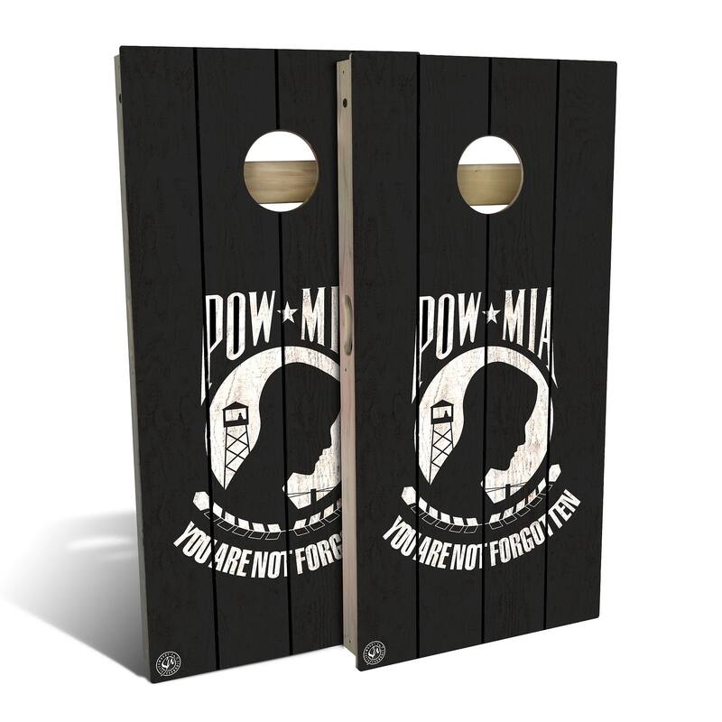POW MIA Outdoor Cornhole Board Set - Backyard 2x4 - Include Carrying Case