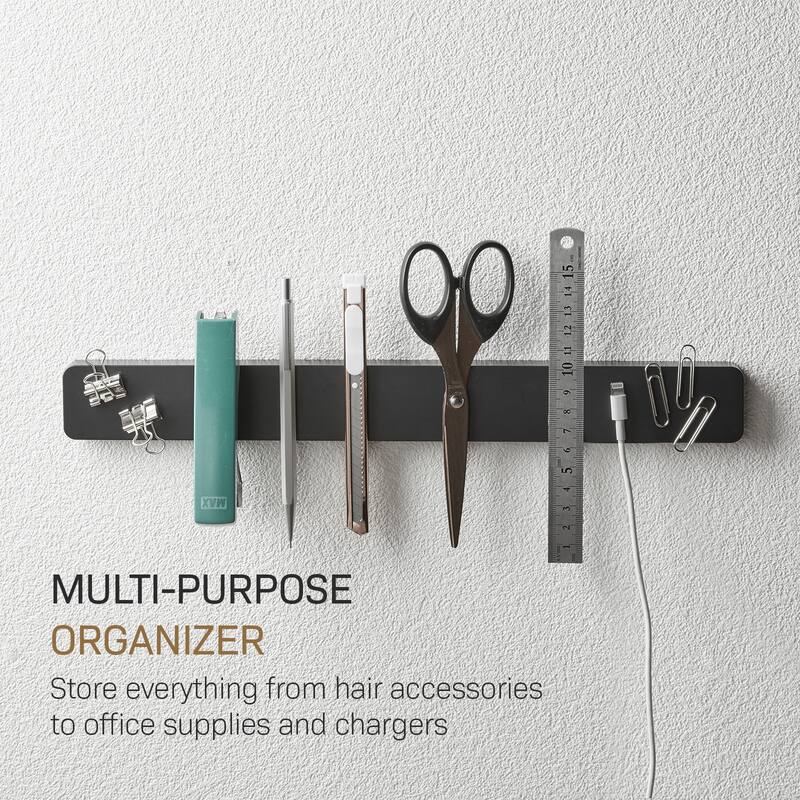 Yamazaki Home Magnetic Knife Rack, ABS Plastic, 6 knives (10.6 oz each), Holds 4.4 lbs - L 0.67 x W 13.78 x H 1.57 inches