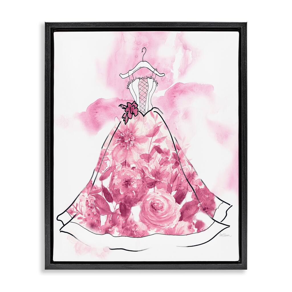 Stupell Modern Watercolor Flower Dress Framed Floater Canvas Wall Art Design By Carol Robinson