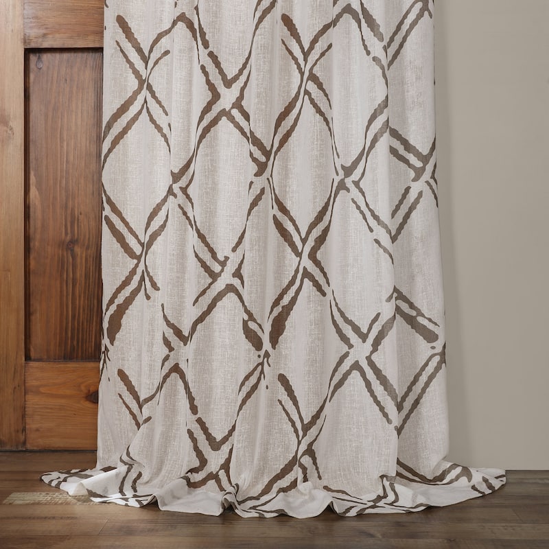 Exclusive Fabrics Normandy Printed Faux Linen Sheer Curtain (1 Panel)