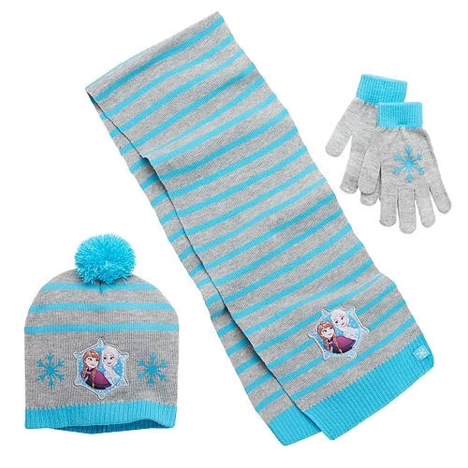 Shop Disney Frozen Girls Anna Elsa 3pc Set Hat Gloves Scarf