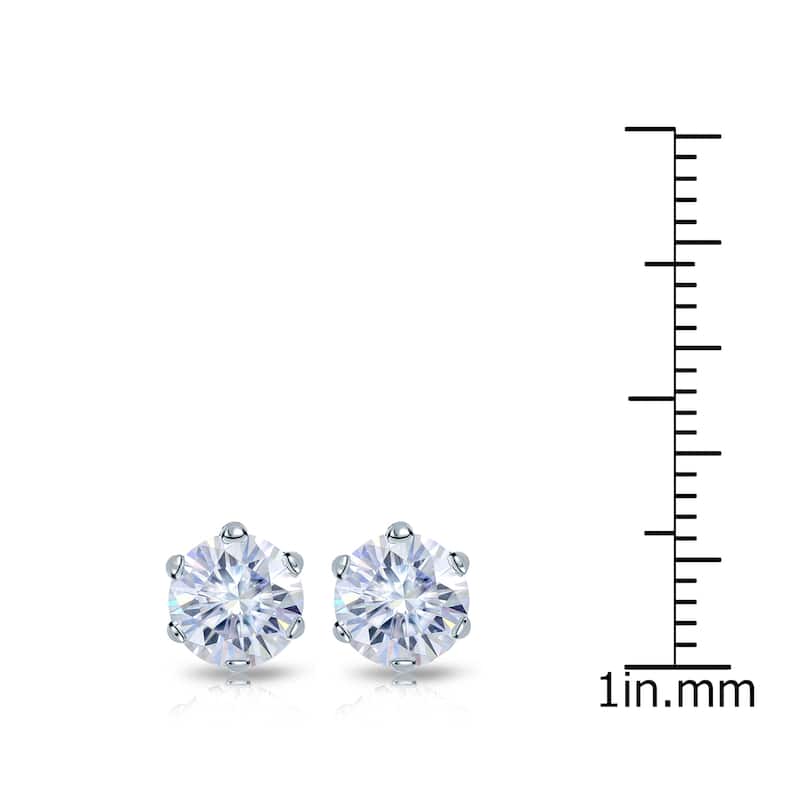 Auriya Platinum 1 1/2ctw Round Moissanite Stud Earrings - 5.9 mm