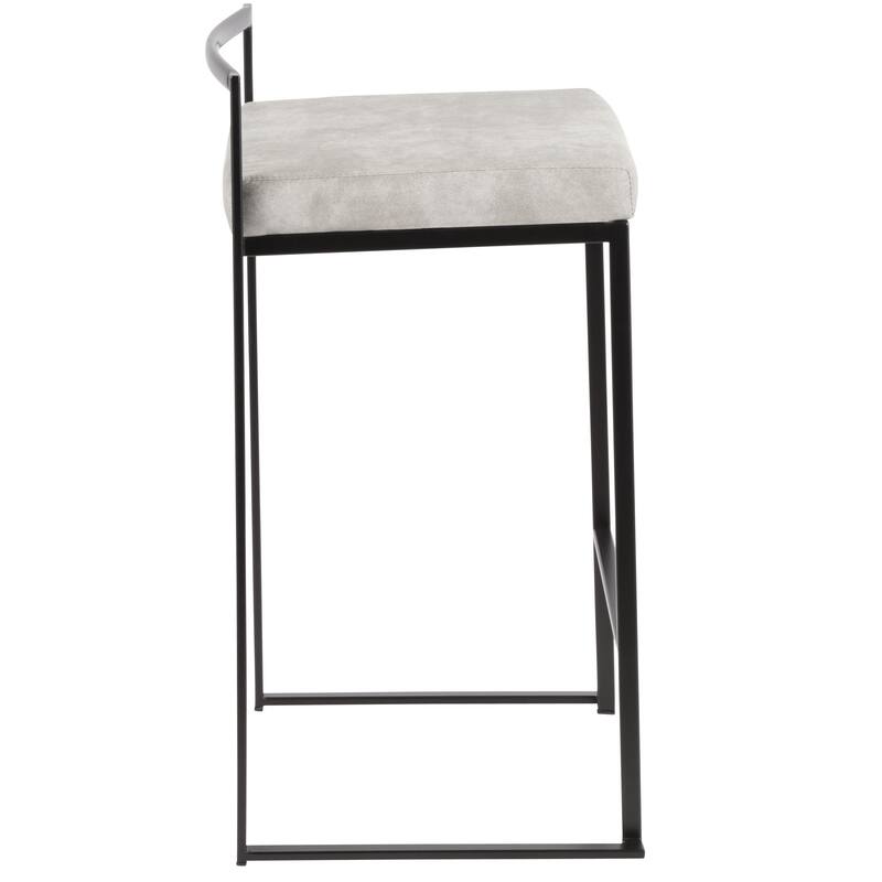 Porch & Den Forrest Contemporary Black Stackable Fully Welded Counter Stool (Set of 2)
