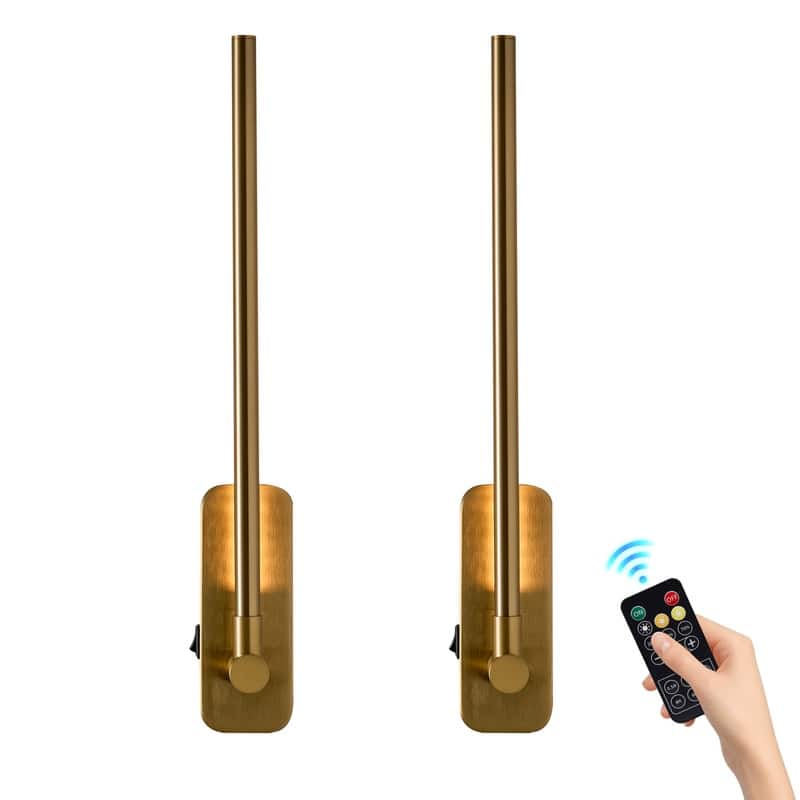 21'' Battery Operated Wall Sconces With Remote Rechargeable Black Dimmable Light Sconces (Set Of 2)