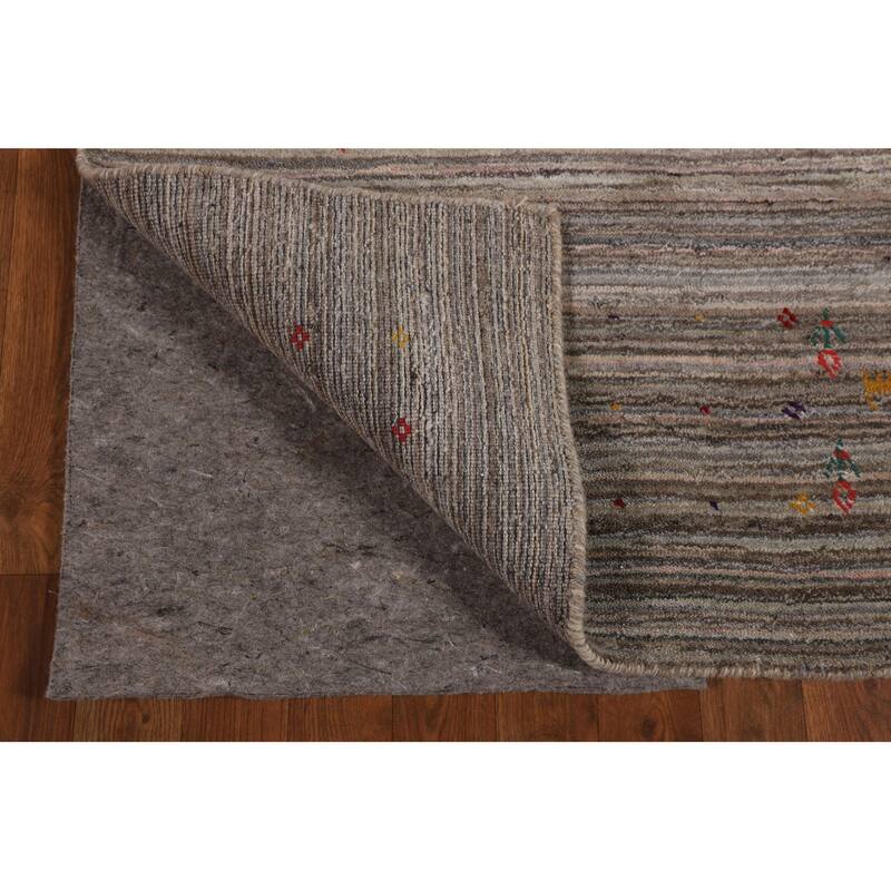 Earth Tone Gabbeh Oriental Area Rug Handmade Wool Carpet - 4'11" X 7'11"