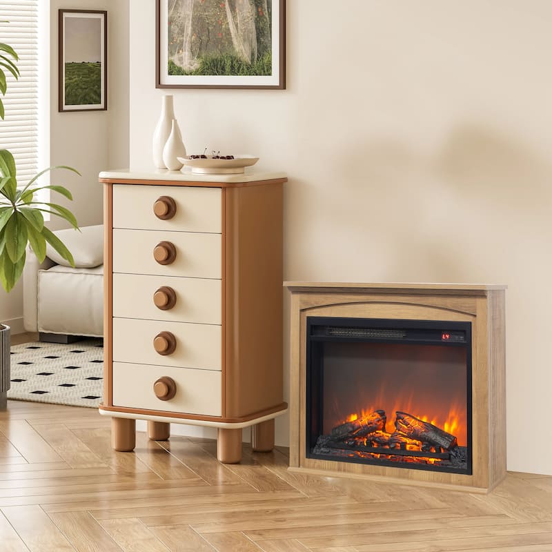 28 Inch TV Media Entertainment Center With Electric Fireplace