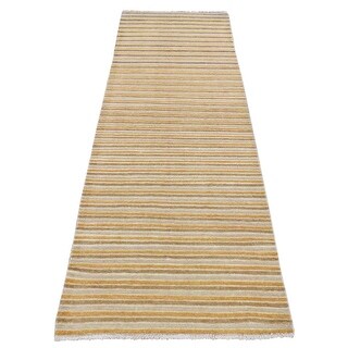 Shahbanu Rugs Hunyadi Yellow, Pure Wool, Modern Gabbeh Striped Design ...