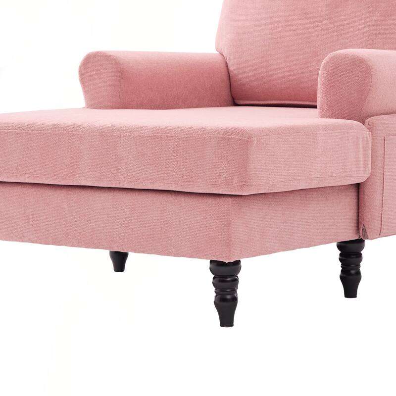 Modern Minimalist Chenille Fabric Chaise Lounge Recliner Single Sofa Living Room Bedroom