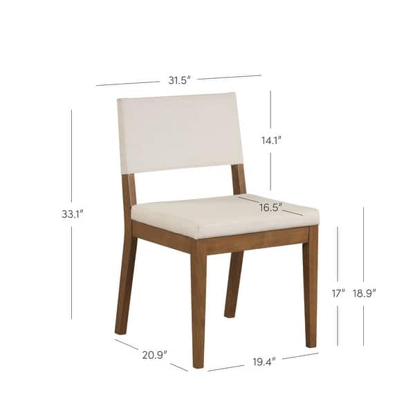 dimension image slide 0 of 5, Linus Modern Upholstered Dining Chair, Solid Rubberwood Legs