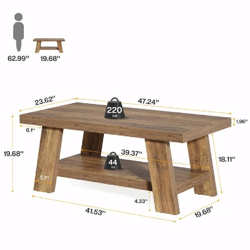 Rustic 2-Tier Tea Table - Spacious Coffee and Center Table