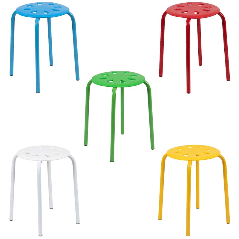 Plastic Nesting Stack Stools - School/Office/Home, 17.5"Height (5 Pack) - 16.5"D x 16.5"W x 17.5"H