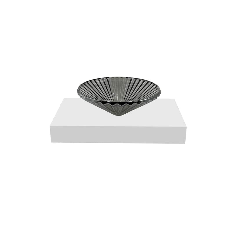 Decorative 20" Round Crystal Vessel Sinks With White Base - 30"Countertop - 20"LightBlack