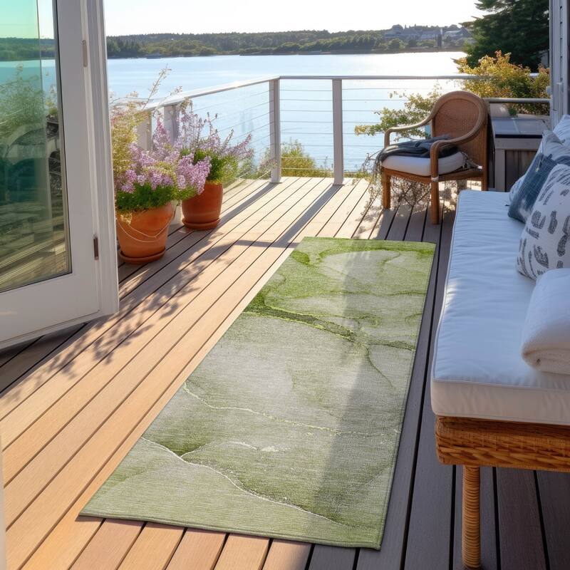 Mato Contemporary Abstract Weather Resistant Blended Style Outdoor Rug