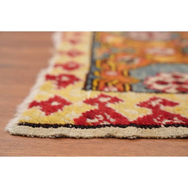 Hand Knotted Oriental 100% Wool Carpet Transitional Floral Oranges & Rust Oushak Area Rug - 9' 0'' X 6' 9''