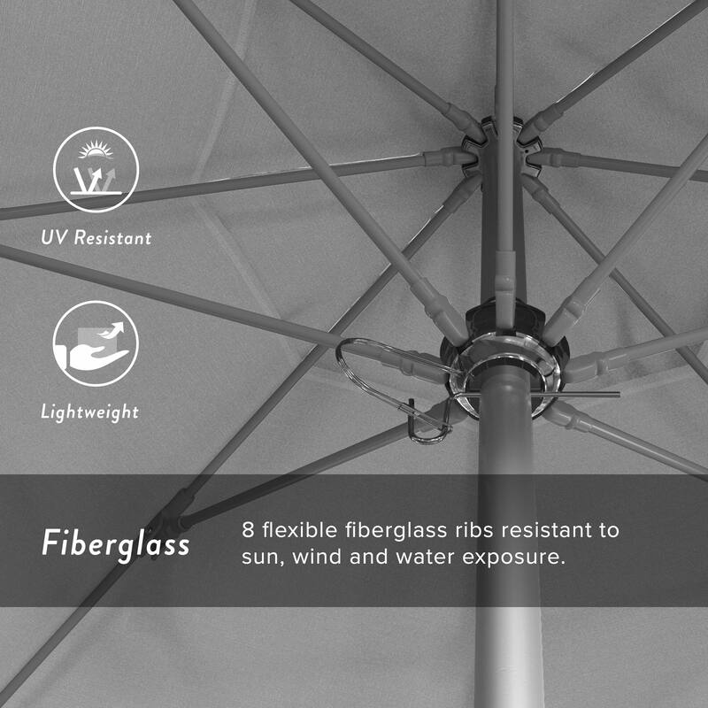 California Umbrella 7.5' Rd. Aluminum Frame, Fiberglass Rib Market Umbrella, Push Open,Anodized Silver Finish, Olefin Fabric
