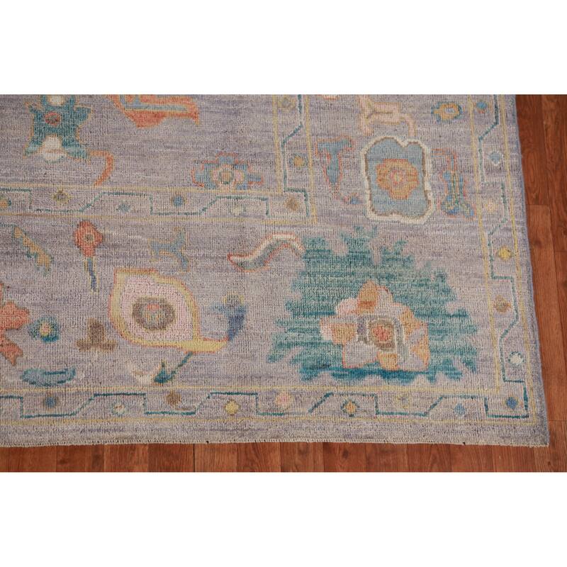 Hand Knotted Oriental 100% Wool Carpet Transitional All-Over Purples Oushak Area Rug - 9' 10'' X 8' 1''