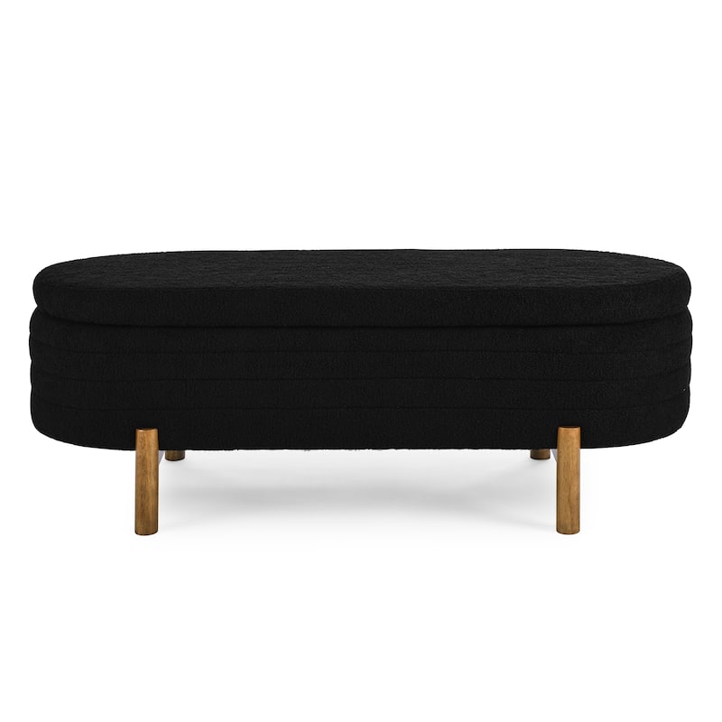 Ottoman Oval Storage Bench,Rubber Wood Legs